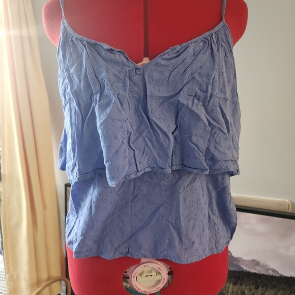Light Blue Eyelet Peplum Cami Top — Women’s Size XS — Great Condition - Picture 1 of 1